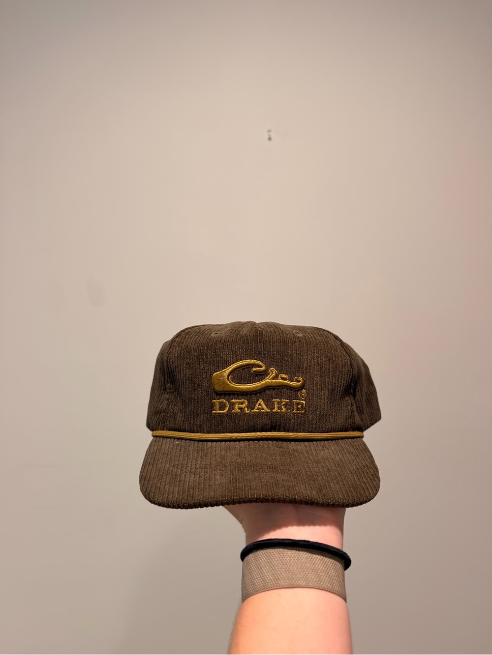 Drake Brown/Green Corduroy Cap with Dark Gold Logo